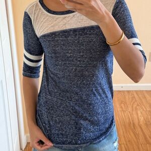 SO Navy and White Baseball-Style Short Sleeve Tee